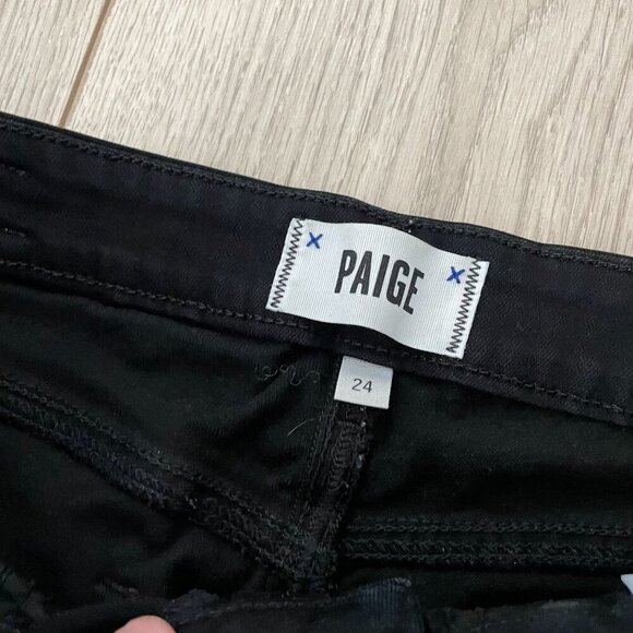 Paige Denim Verdugo Crop Jeans Womens Size 24 Black Stretch Classic Boho College - Picture 2 of 10